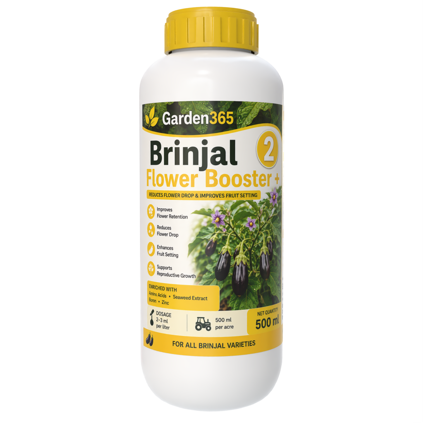 Brinjal Yield Booster Kit – Brinjal 1 Growth Booster+ | Brinjal 2 Flower Booster+ | Brinjal 3 Yield Max+ for Higher Yield, Fruit Size & Quality