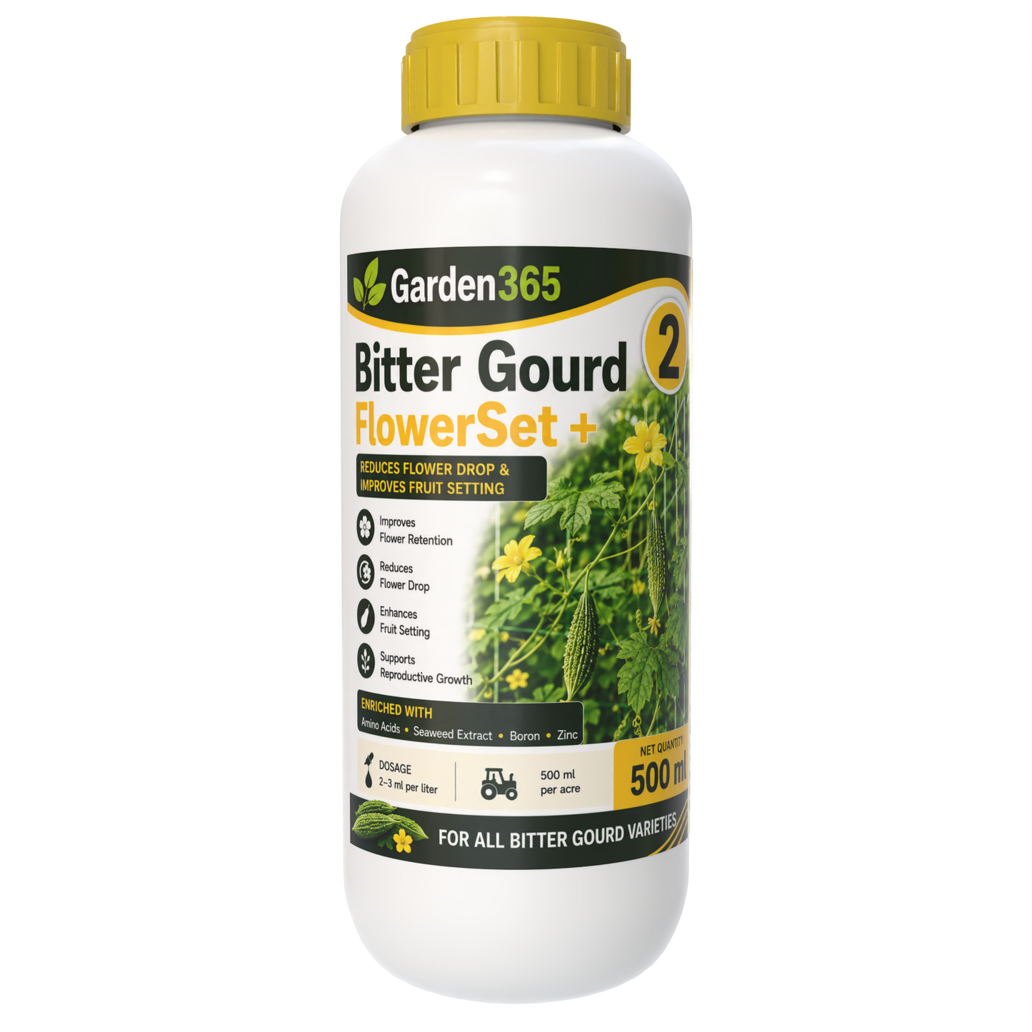 Bitter Gourd Yield Booster Kit – Bitter Gourd 1 VineMax+ | Bitter Gourd 2 FlowerSet+ | Bitter Gourd 3 FruitFill+ for Higher Yield, Fruit Size & Quality