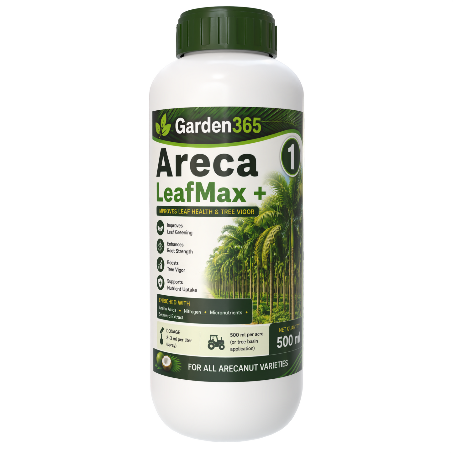 Arecanut Yield Booster Kit – Areca 1 LeafMax+ | Areca 2 ButtonSet+ | Areca 3 NutFill+ for Higher Yield, Nut Size & Quality