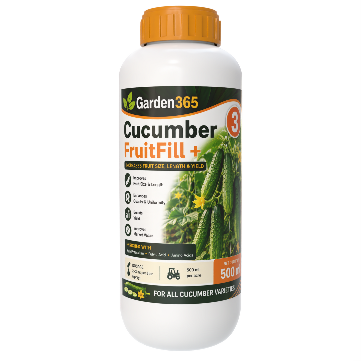 Cucumber Yield Booster Kit – Cucumber 1 VineMax+ | Cucumber 2 FlowerSet+ | Cucumber 3 FruitFill+ for Higher Yield, Better Fruit Size, Improved Quality & Premium Marketable Cucumbers