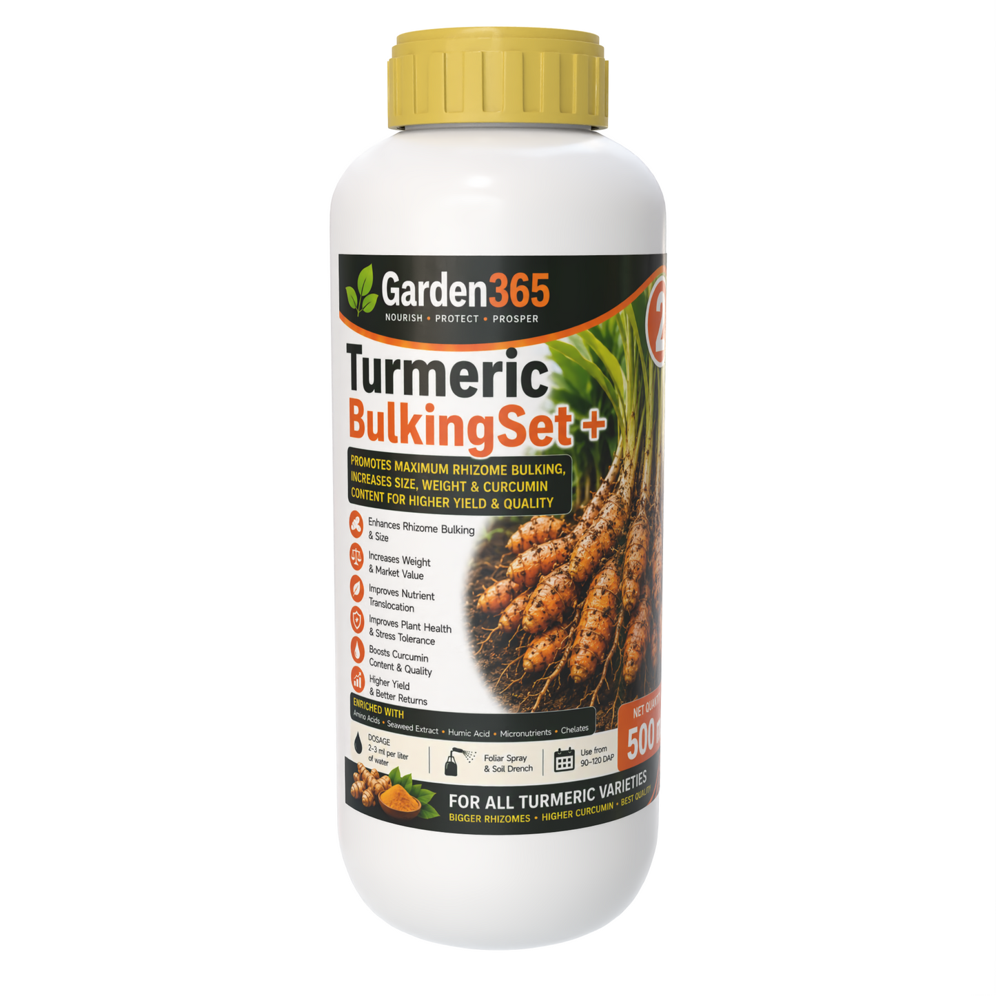 Turmeric Yield Booster Kit – Turmeric 1 RhizoMax+ | Turmeric 2 BulkingSet+ | Turmeric 3 Yield Max+ for Bigger Rhizomes, Higher Curcumin Content, Improved Quality & Maximum Yield