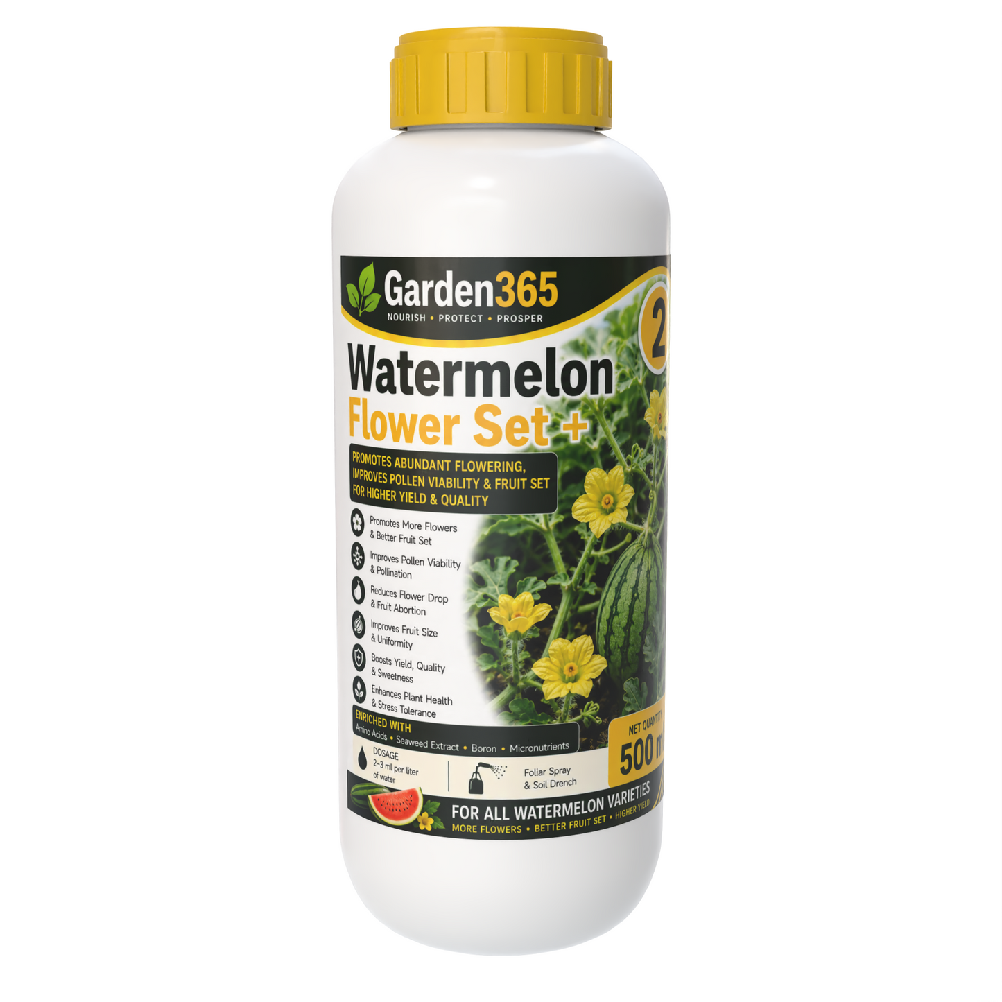 Watermelon Yield Booster Kit – Watermelon 1 Vine Grow+ | Watermelon 2 Flower Set+ | Watermelon 3 Yield Max+ for Vigorous Vine Growth, Better Flowering, Higher Fruit Set, Improved Fruit Size, Sweetness, Yield & Quality