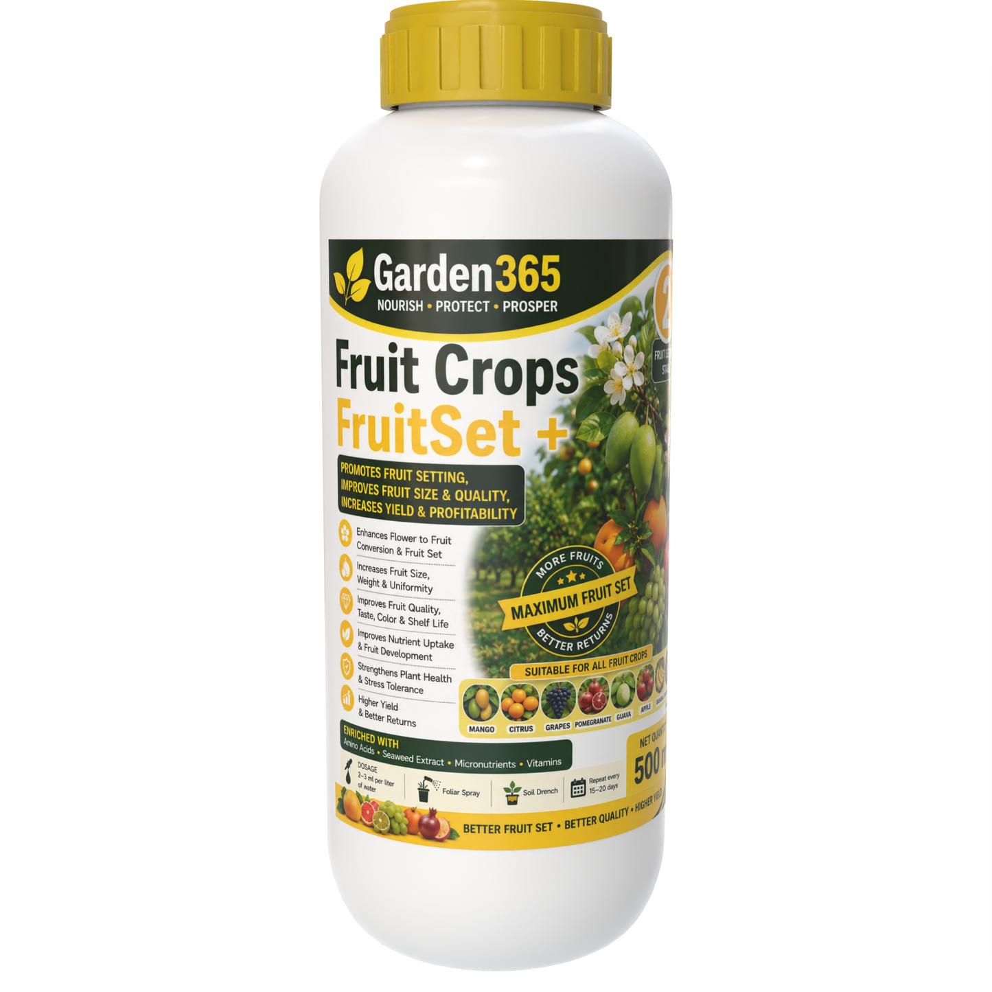 Fruit Crops Yield Booster Kit – Fruit Crops 1 CanopyMax+ | Fruit Crops 2 FruitSet+ | Fruit Crops 3 YieldMax+ for Higher Yield, Better Fruit Size, Improved Quality & Premium Marketable Fruits