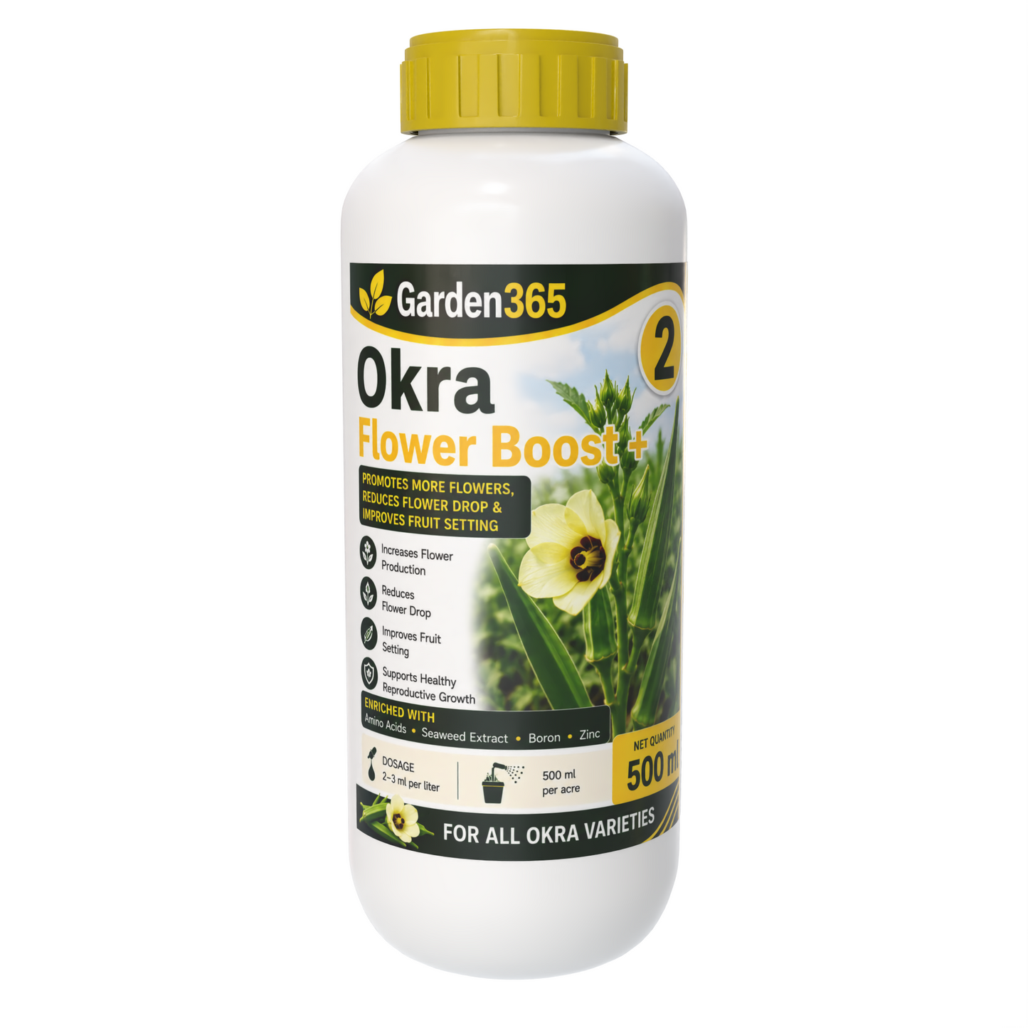 Okra Yield Booster Kit – Okra 1 Growth Booster+ | Okra 2 Flower Boost+ | Okra 3 Yield Max+ for Higher Yield, Better Pod Size, Improved Quality & Maximum Productivity