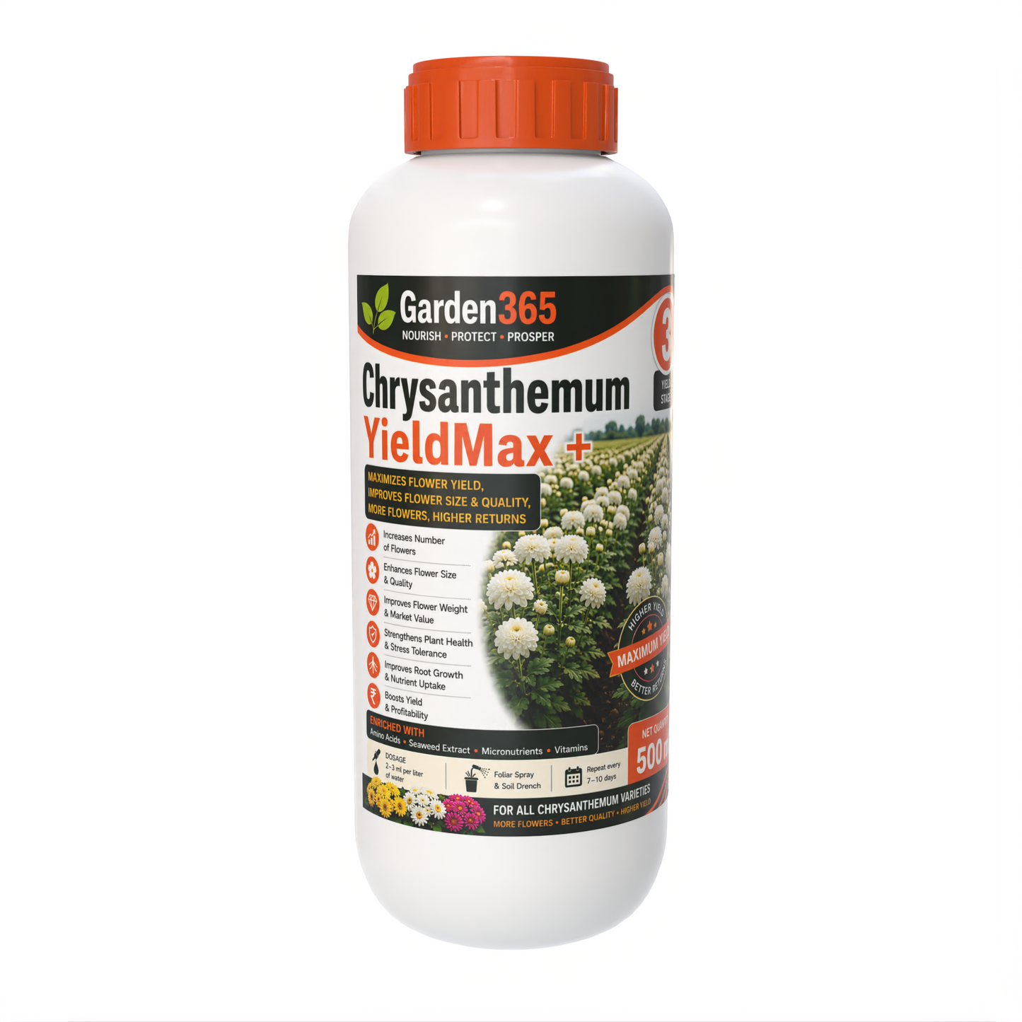 Chrysanthemum Yield Booster Kit – Chrysanthemum 1 BranchMax+ | Chrysanthemum 2 FlowerSet+ | Chrysanthemum 3 YieldMax+ for Higher Flower Yield, Better Bloom Size & Premium Flower Quality