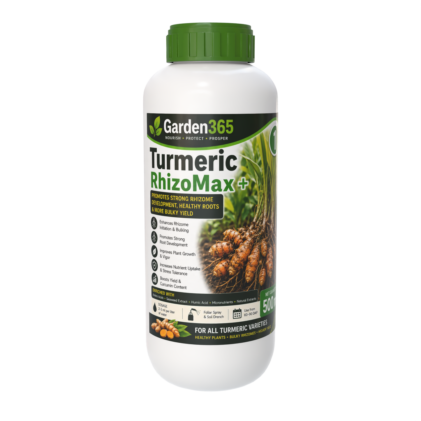 Turmeric Yield Booster Kit – Turmeric 1 RhizoMax+ | Turmeric 2 BulkingSet+ | Turmeric 3 Yield Max+ for Bigger Rhizomes, Higher Curcumin Content, Improved Quality & Maximum Yield
