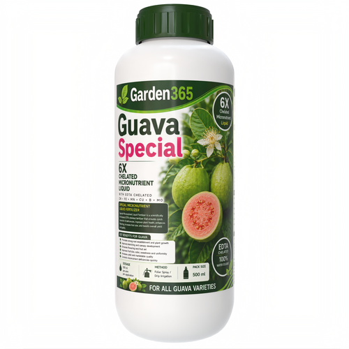 Guava Special – 6X Chelated Micronutrient Liquid with EDTA Chelated Zn + Fe + Mn + Cu + B + Mo for Vigorous Plant Growth, Better Flowering, Improved Fruit Set, Higher Yield, Superior Fruit Size & Quality