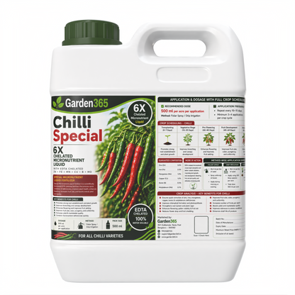 Chilli Special Micronutrient Fertilizer  (मिर्च | ಮೆಣಸಿನಕಾಯಿ | మిరపకాయ | மிளகாய் | മുളക്)  EDTA Chelated 100% Water Soluble Fertilizer – 400g per Acre