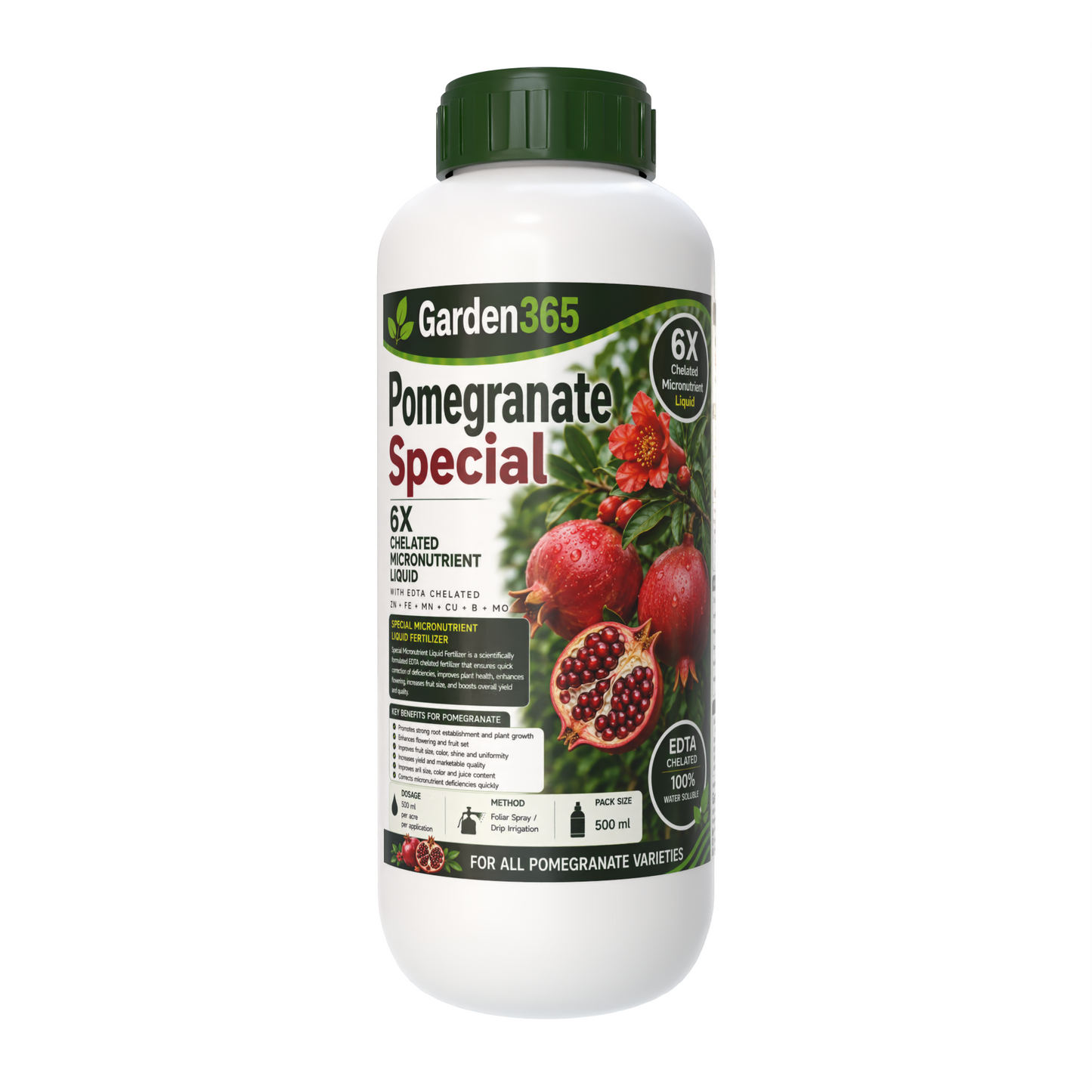 Pomegranate Special Micronutrient Fertilizer  (अनार | ದಾಳಿಂಬೆ | దానిమ్మ | மாதுளை | മാതളനാരങ്ങ)  EDTA Chelated 100% Water Soluble Fertilizer – 400g per Acre