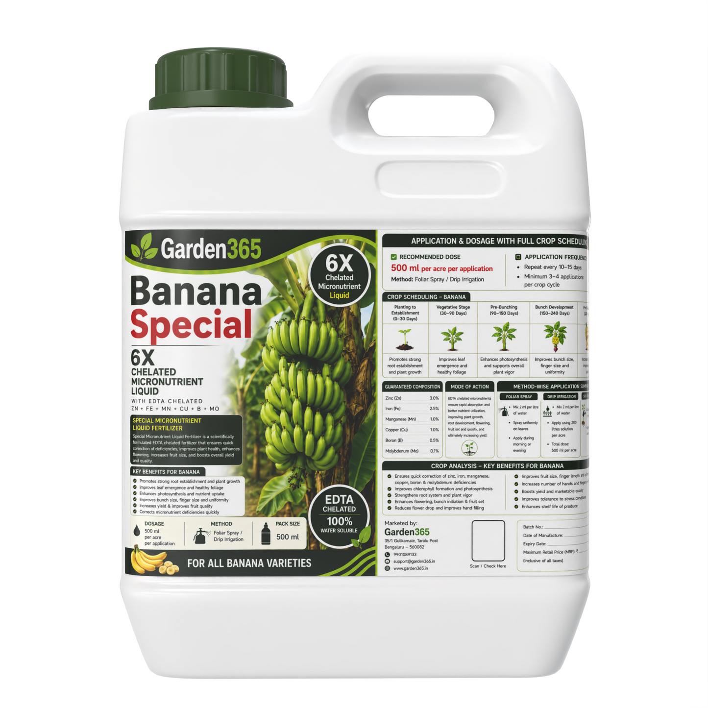 Banana Special Micronutrient Fertilizer  (केला | ಬಾಳೆಹಣ್ಣು | అరటి | வாழைப்பழம் | വാഴപ്പഴം)  EDTA Chelated 100% Water Soluble Fertilizer – 400g per Acre