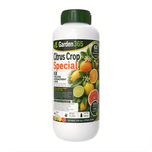 Citrus Crop Special – 6X Chelated Micronutrient Liquid with EDTA Chelated Zn + Fe + Mn + Cu + B + Mo for Better Flowering, Fruit Set, Juice Content, Fruit Quality & Higher Yield