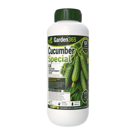 Cucumber Special – 6X Chelated Micronutrient Liquid with EDTA Chelated Zn + Fe + Mn + Cu + B + Mo for Better Flowering, Fruit Set, Fruit Size, Green Color & Higher Yield