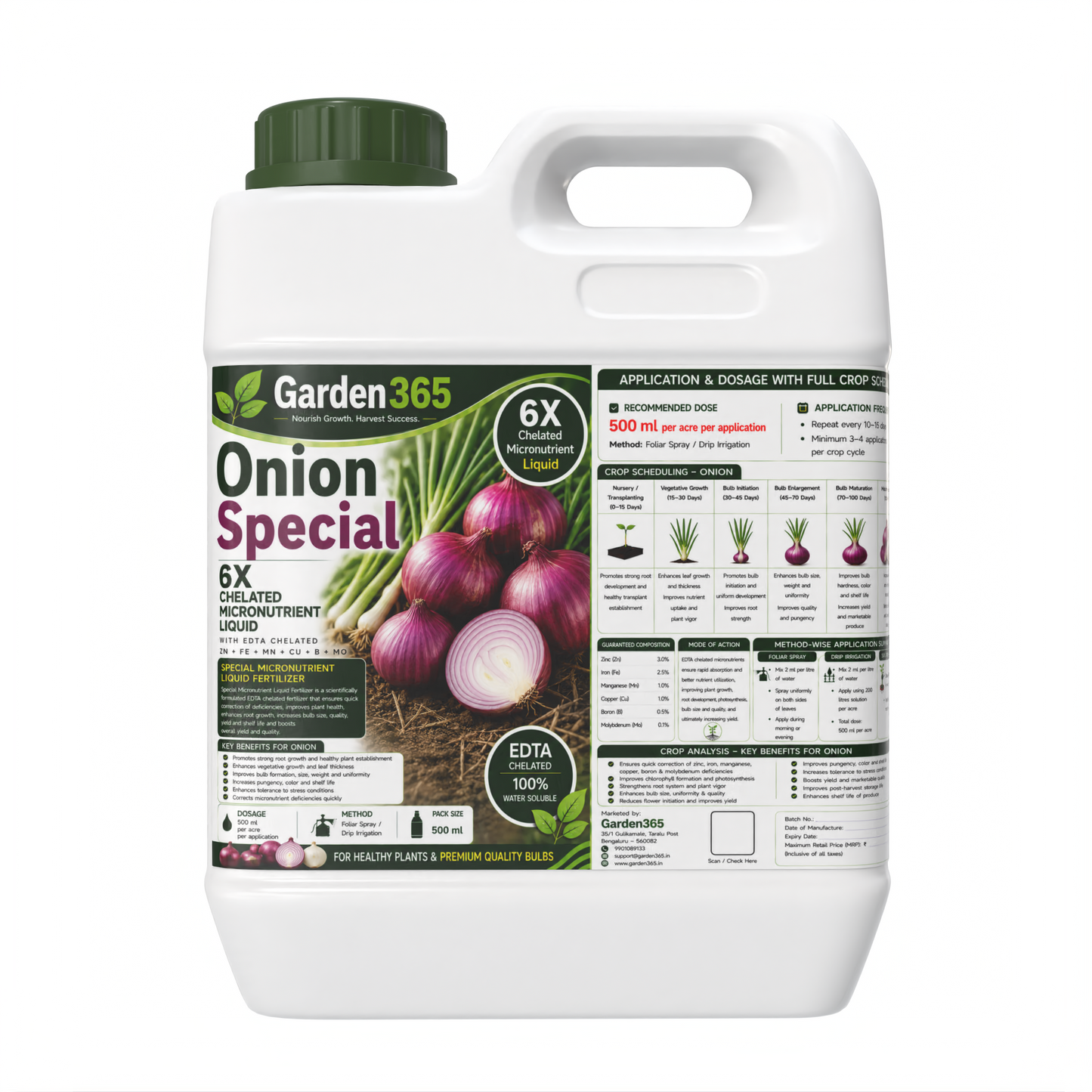 Onion Special Micronutrient Fertilizer  (प्याज | ಈರುಳ್ಳಿ | ఉల్లిపాయ | வெங்காயம் | ഉള്ളി)  EDTA Chelated 100% Water Soluble Fertilizer – 400g per Acre