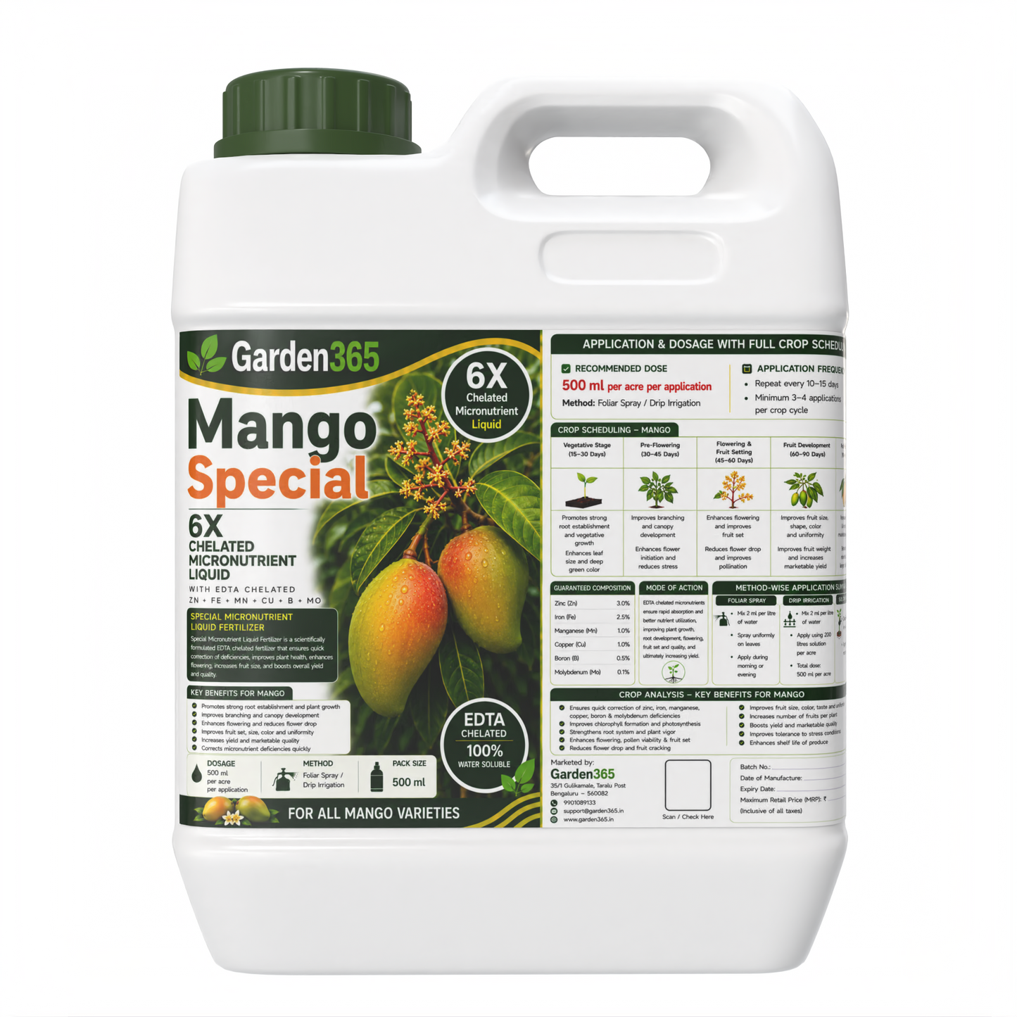 Mango Special Micronutrient Fertilizer  (आम | ಮಾವು | మామిడి | மாம்பழம் | മാമ്പഴം)  EDTA Chelated 100% Water Soluble Fertilizer – 400g per Acre