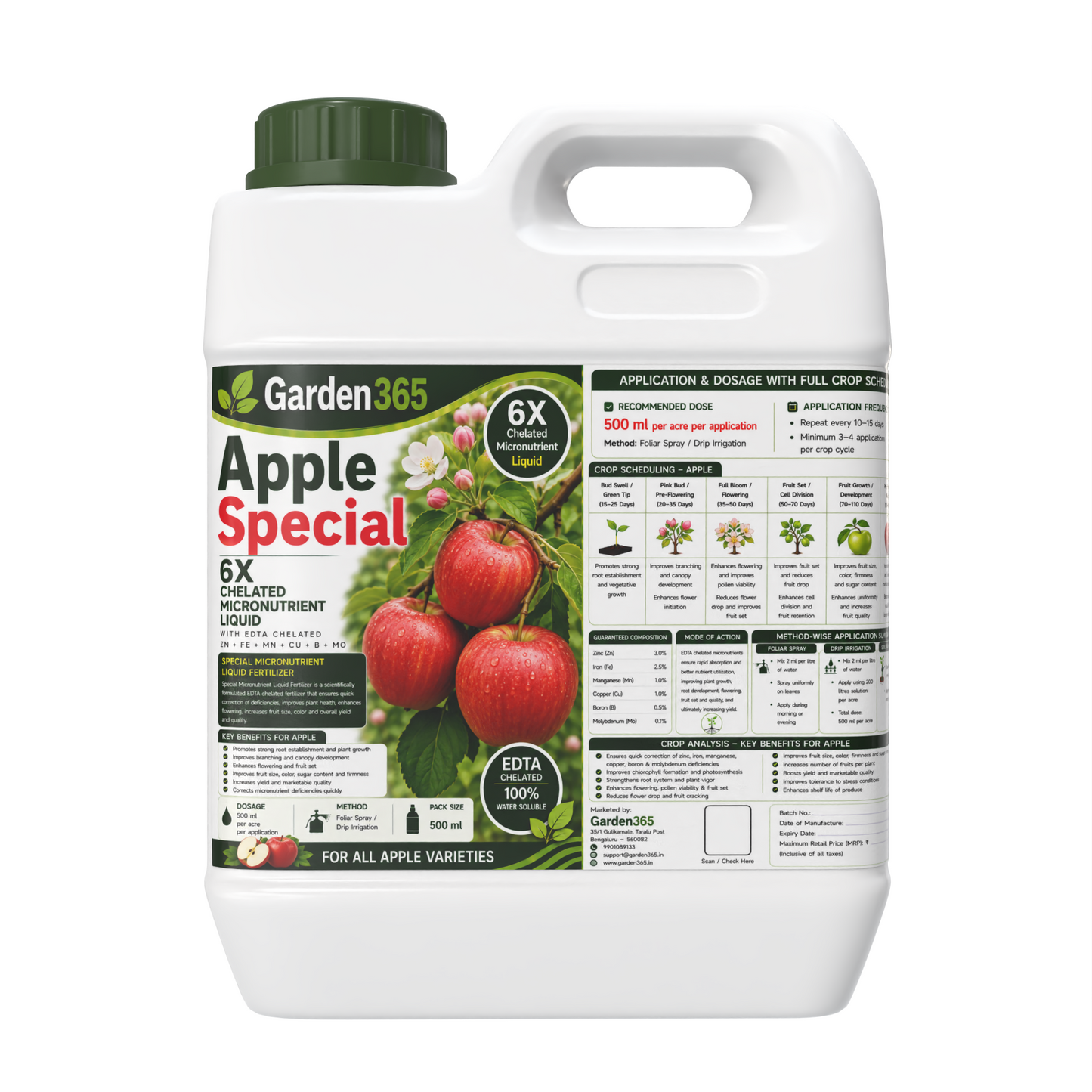 Apple Special Micronutrient Fertilizer  (सेब | ಸೇಬು | ఆపిల్ | ஆப்பிள் | ആപ്പിൾ)  EDTA Chelated 100% Water Soluble Fertilizer – 400g per Acre