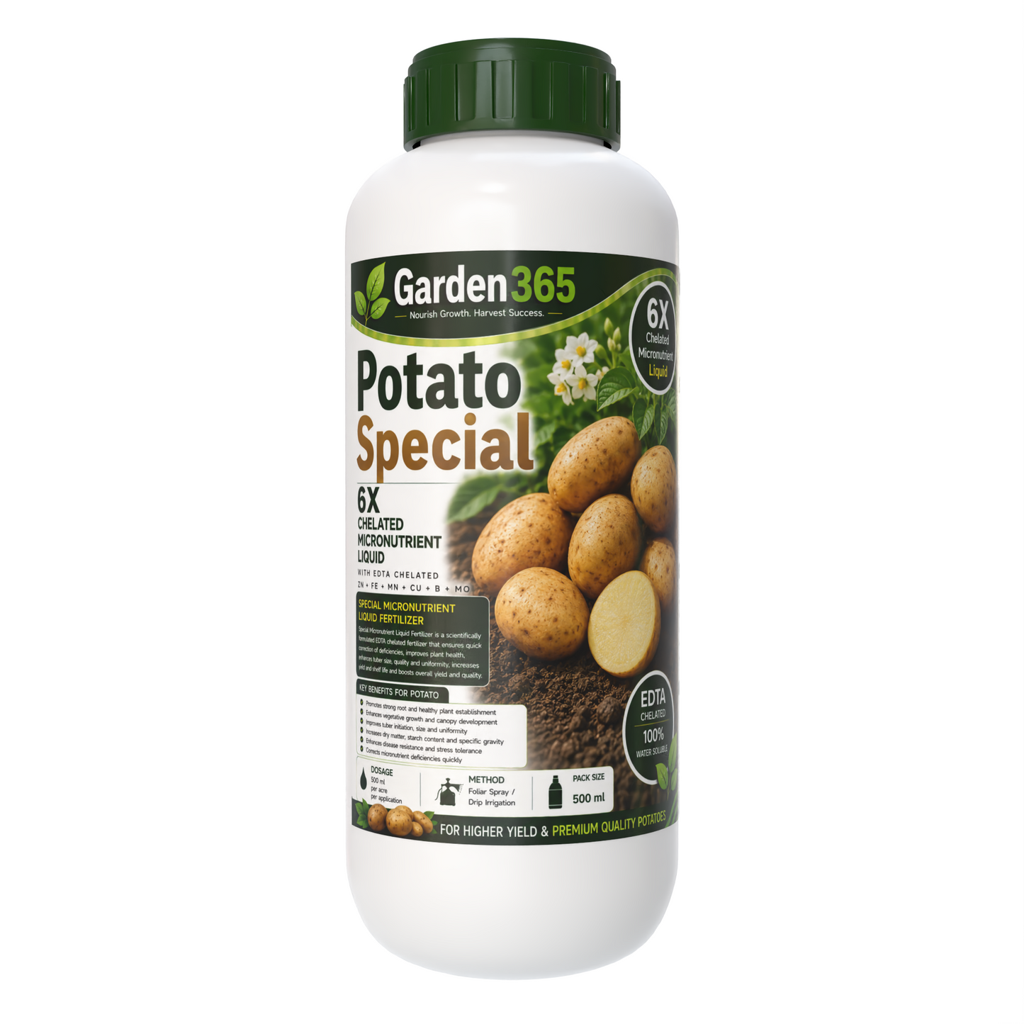 Potato Special Micronutrient Fertilizer  (आलू | ಆಲೂಗಡ್ಡೆ | బంగాళదుంప | உருளைக்கிழங்கு | ഉരുളക്കിഴങ്ങ്)  EDTA Chelated 100% Water Soluble Fertilizer – 400g per Acre
