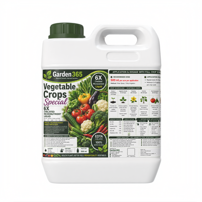 Vegetable Crops Special – 6X Chelated Micronutrient Liquid with EDTA Chelated Zn + Fe + Mn + Cu + B + Mo for Better Growth, Flowering, Fruit Set, Yield & Premium Quality Vegetables