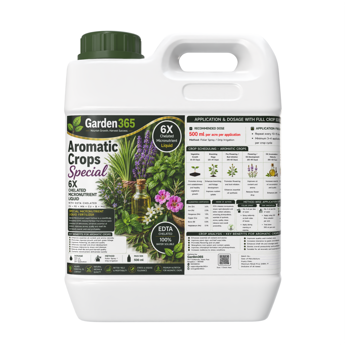 Hydroponic Special – 6X Chelated Micronutrient Liquid with EDTA Chelated Zn + Fe + Mn + Cu + B + Mo for Hydroponic Systems, Better Nutrient Uptake, Growth, Yield & Quality