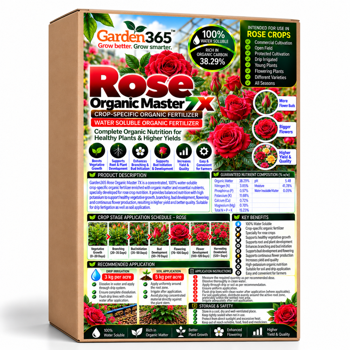 Rose Organic Master 7X Crop-Specific Organic Fertilizer Water Soluble Organic Fertilizer