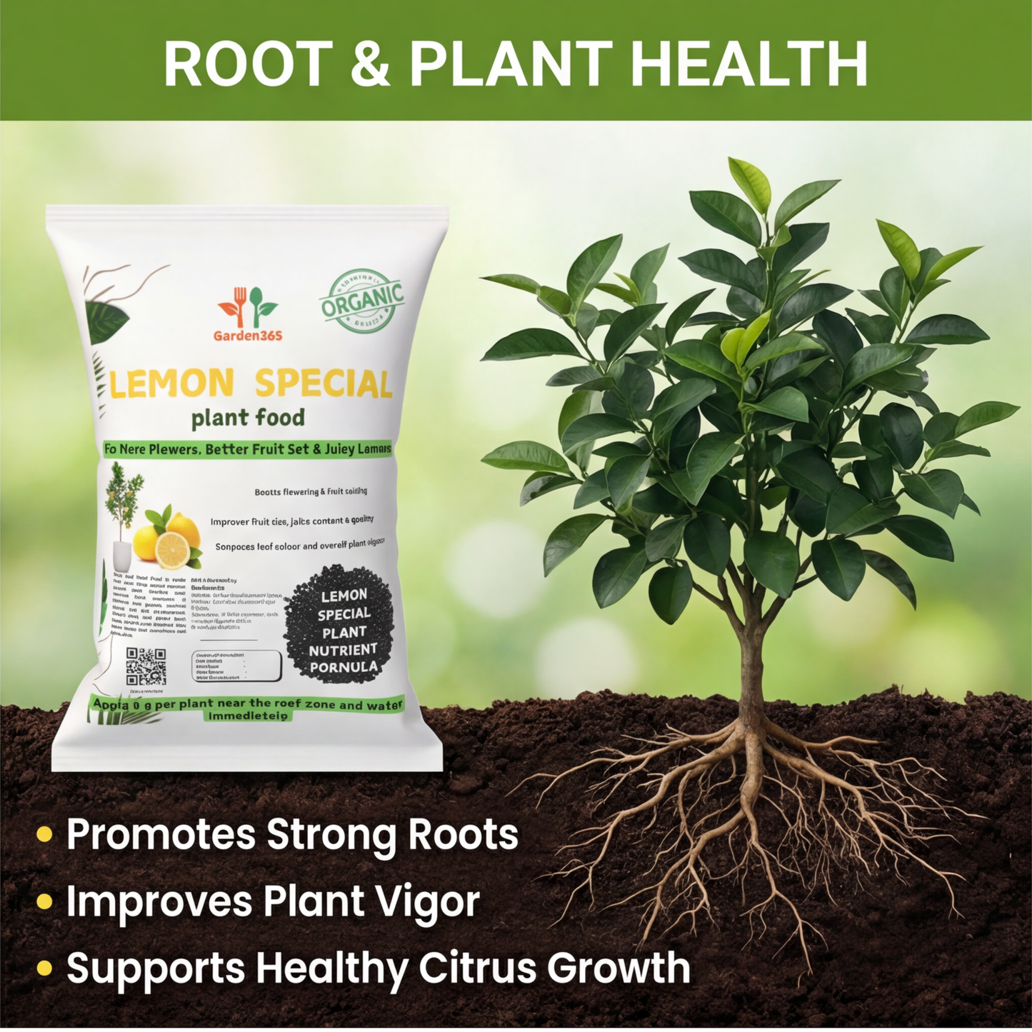 Lemon Special Plant Food – Growth & Fruit Booster for Healthy Plants, More Flowers & Juicy Fruits (Apply Up to 100 Plants / Times)