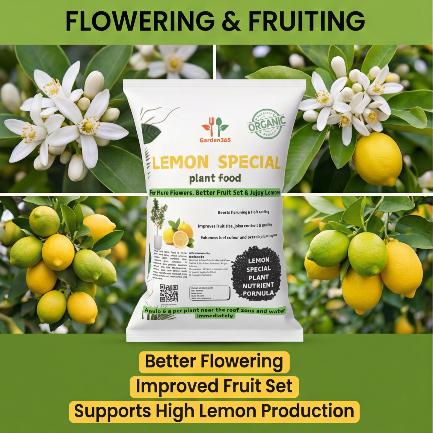Lemon Special Plant Food – Growth & Fruit Booster for Healthy Plants, More Flowers & Juicy Fruits (Apply Up to 100 Plants / Times)