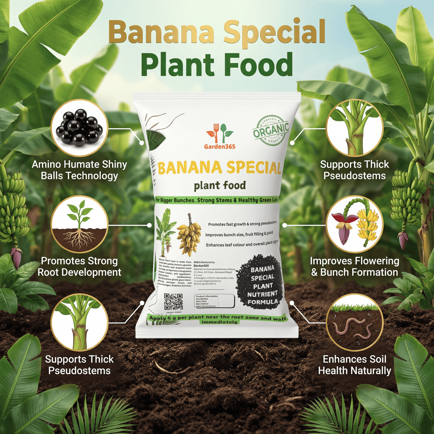 Banana Special Plant Food – Growth & Bunch Booster for Strong Plants, Bigger Bunches & Higher Yield (Apply Up to 20 Plants)