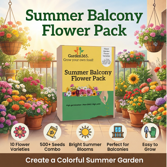 Summer Balcony Flower Pack – 10 Bright Blooming Varieties for Sunny Spaces (500+ seeds)