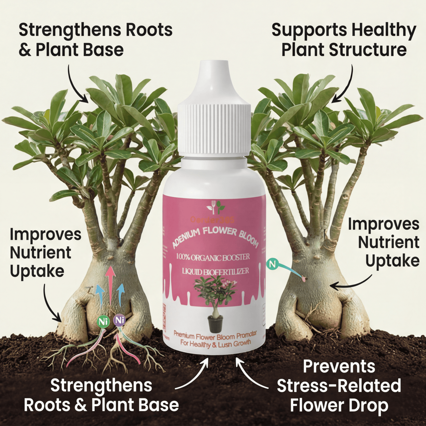 Adenium Flower Bloom – Organic Bio Fertilizer for Adenium 50 ml | Makes upto 10 Ltr
