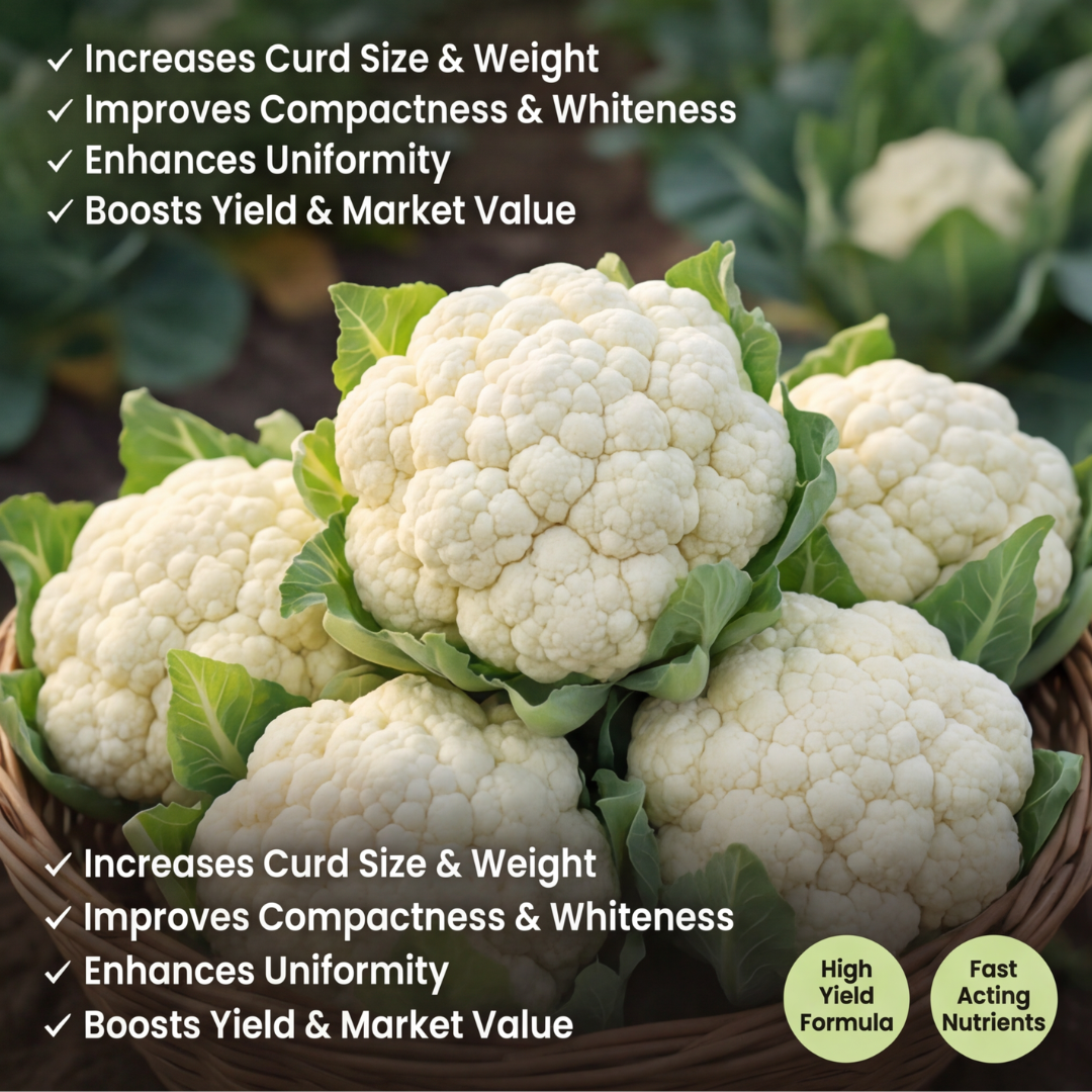 Cauliflower Special Micronutrient Fertilizer  (फूलगोभी | ಹೂಕೋಸು | కాలీఫ్లవర్ | காலிஃபிளவர் | കോളിഫ്ലവർ)  EDTA Chelated 100% Water Soluble Fertilizer – 400g per Acre