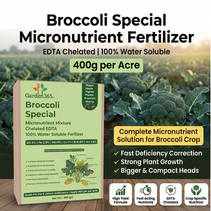Broccoli Special Micronutrient Fertilizer  (ब्रोकोली | ಬ್ರೋಕೋಲಿ | బ్రోకోలీ | ப்ரோக்கோலி | ബ്രോക്കോളി)  EDTA Chelated 100% Water Soluble Fertilizer – 400g per Acre