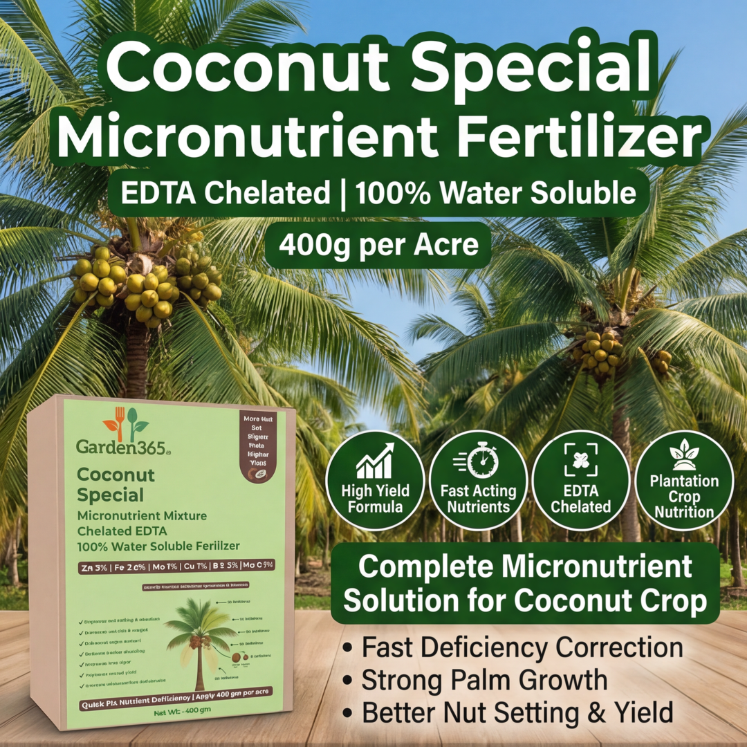 Coconut Special Micronutrient Fertilizer  (नारियल | ತೆಂಗಿನಕಾಯಿ | కొబ్బరి | தேங்காய் | തേങ്ങ)  EDTA Chelated 100% Water Soluble Fertilizer – 400g per Acre