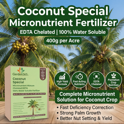 Coconut Special Micronutrient Fertilizer  (नारियल | ತೆಂಗಿನಕಾಯಿ | కొబ్బరి | தேங்காய் | തേങ്ങ)  EDTA Chelated 100% Water Soluble Fertilizer – 400g per Acre