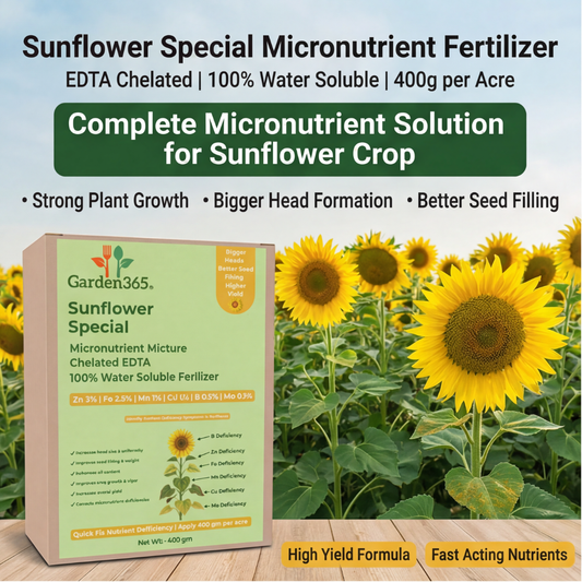 Sunflower Special Micronutrient Fertilizer  (सूरजमुखी | ಸೂರ್ಯಕಾಂತಿ | సూర్యకాంతి | சூரியகாந்தி | സൂര്യകാന്തി)  EDTA Chelated 100% Water Soluble Fertilizer – 400g per Acre