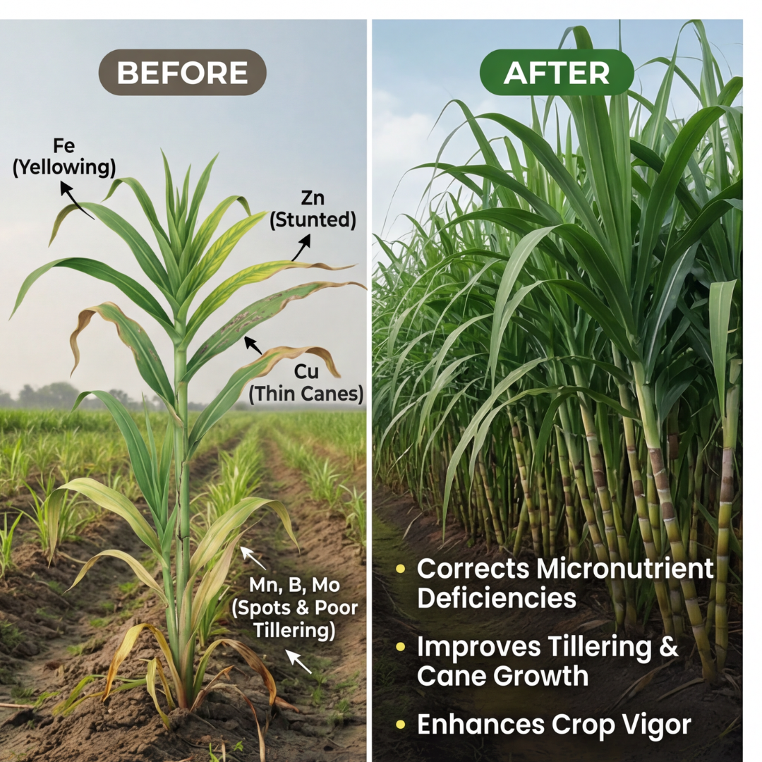 Sugarcane Special Micronutrient Fertilizer  (गन्ना | ಕಬ್ಬು | చెరకు | கரும்பு | കരിമ്പ്)  EDTA Chelated 100% Water Soluble Fertilizer – 400g per Acre