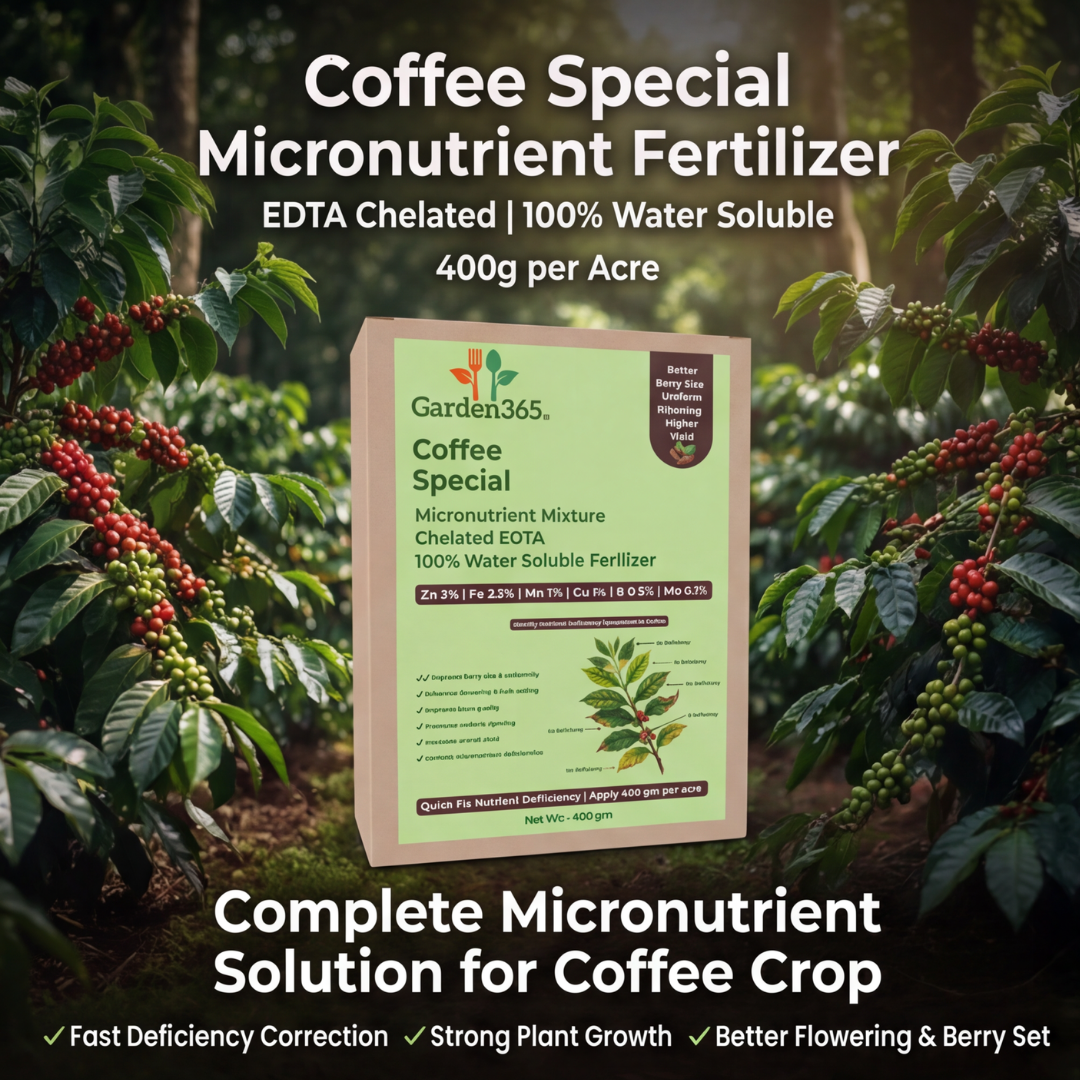 Coffee Special Micronutrient Fertilizer  (कॉफी | ಕಾಫಿ | కాఫీ | காப்பி | കാപ്പി)  EDTA Chelated 100% Water Soluble Fertilizer – 400g per Acre