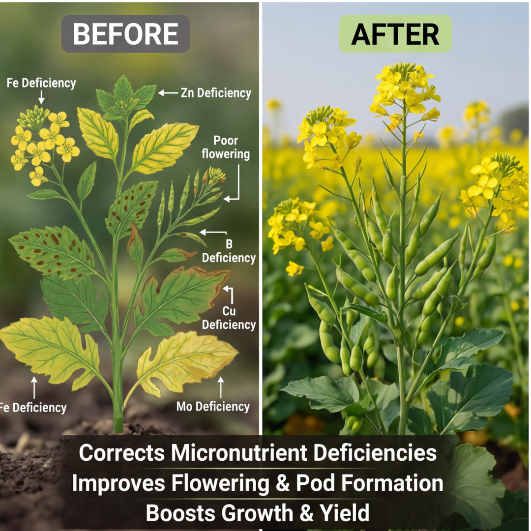 Mustard Special Micronutrient Fertilizer  (सरसों | ಸಾಸಿವೆ | ఆవాలు | கடுகு | കടുക്)  EDTA Chelated 100% Water Soluble Fertilizer – 400g per Acre