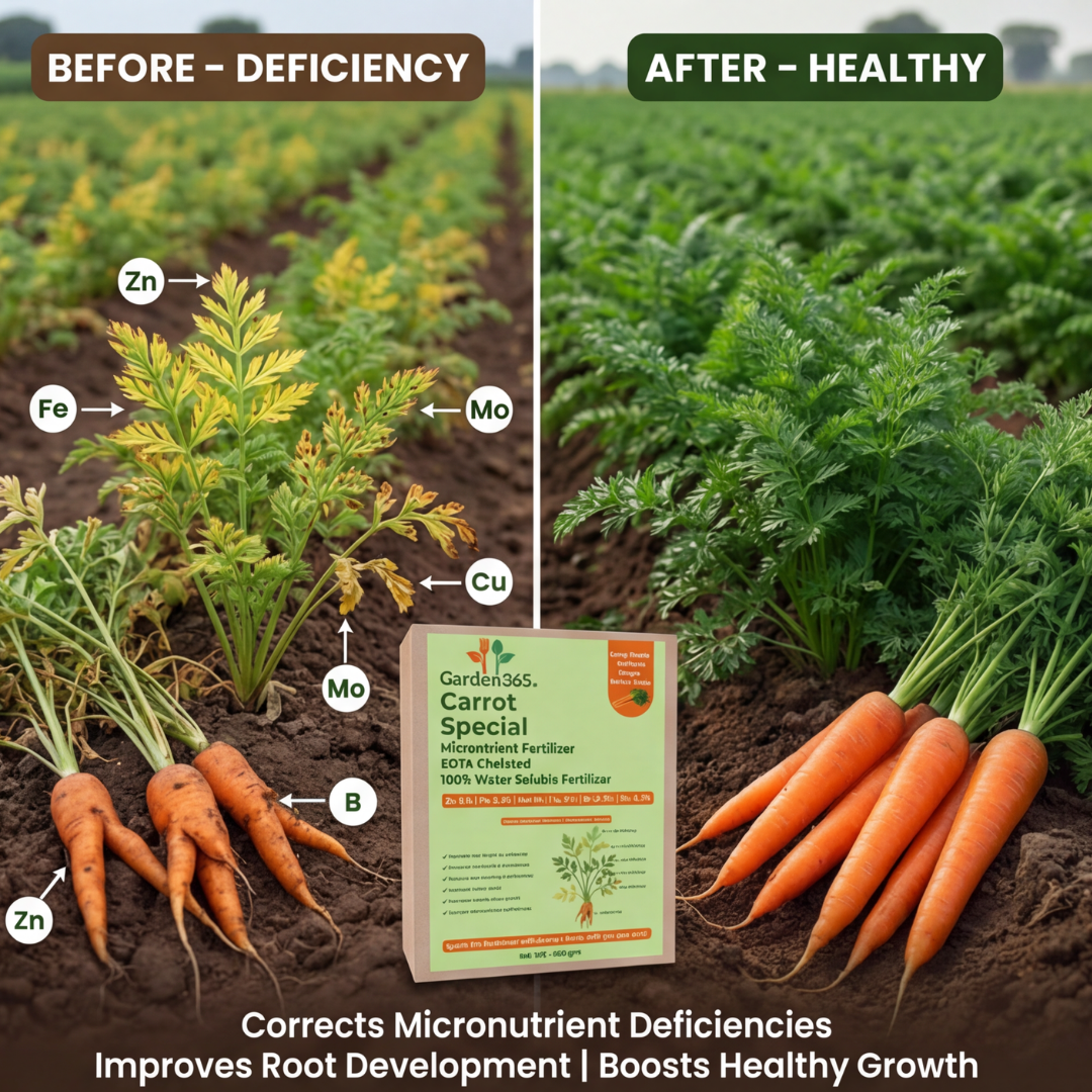 Carrot Special Micronutrient Fertilizer  (गाजर | ಕ್ಯಾರೆಟ್ | క్యారెట్ | காரட் | കാരറ്റ്)  EDTA Chelated 100% Water Soluble Fertilizer – 400g per Acre