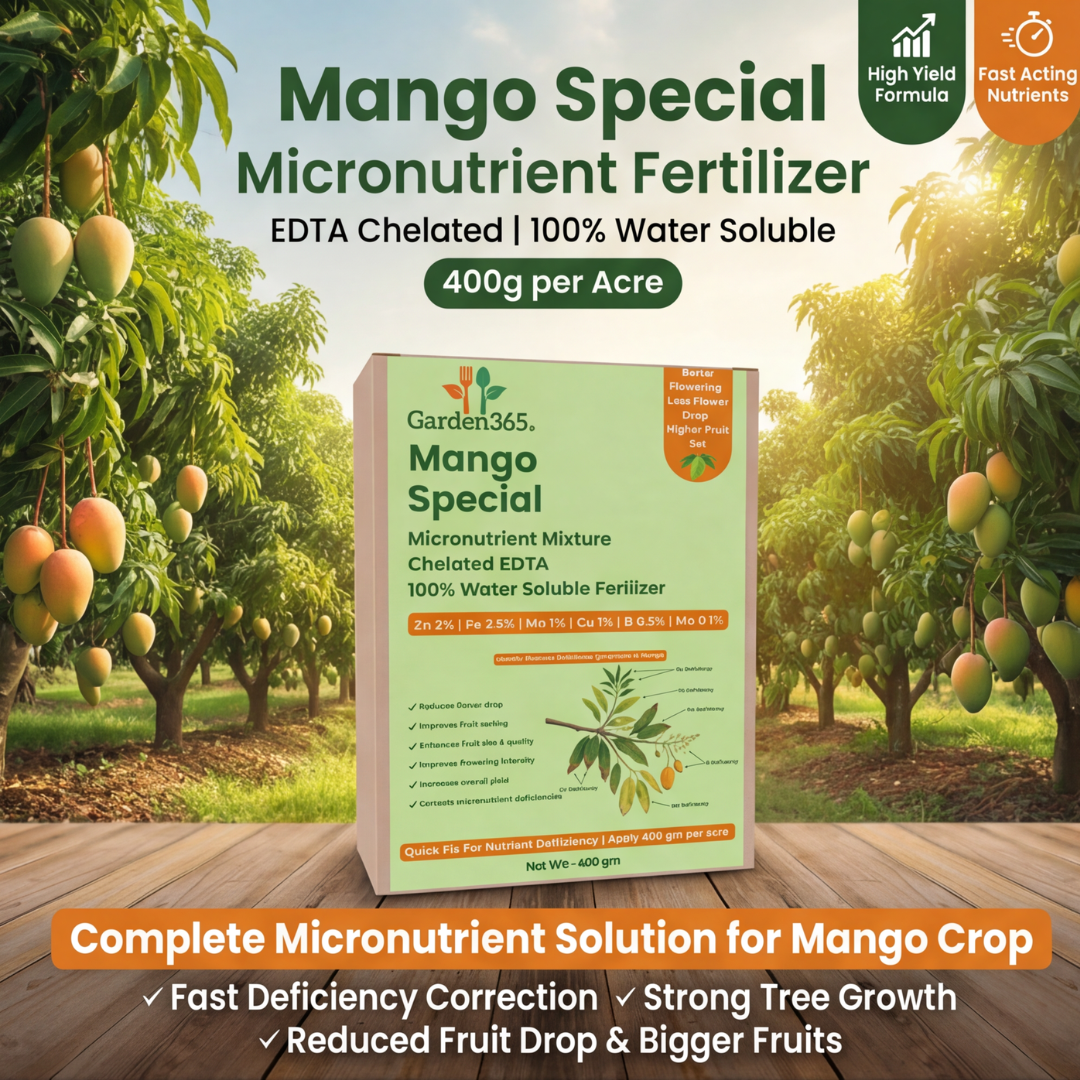 Mango Special Micronutrient Fertilizer  (आम | ಮಾವು | మామిడి | மாம்பழம் | മാമ്പഴം)  EDTA Chelated 100% Water Soluble Fertilizer – 400g per Acre