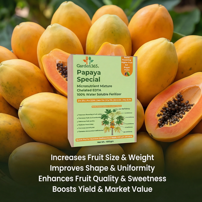 Papaya Special Micronutrient Fertilizer  (पपीता | ಪಪ್ಪಾಯಿ | బొప్పాయి | பப்பாளி | പപ്പായ)  EDTA Chelated 100% Water Soluble Fertilizer – 400g per Acre