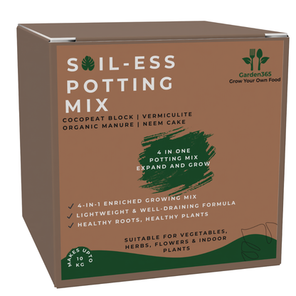 Organic 4-in-1 Soil-Less Potting Mix with Cocopeat, Vermiculite, Neem Powder & Natural Fertilizer | Expandable Growing Medium | Makes Up to 10 Kg