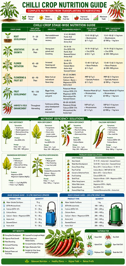 Chilli Crop Nutrition | Fertilizers, Micronutrients & Biostimulants for Chilli Crop